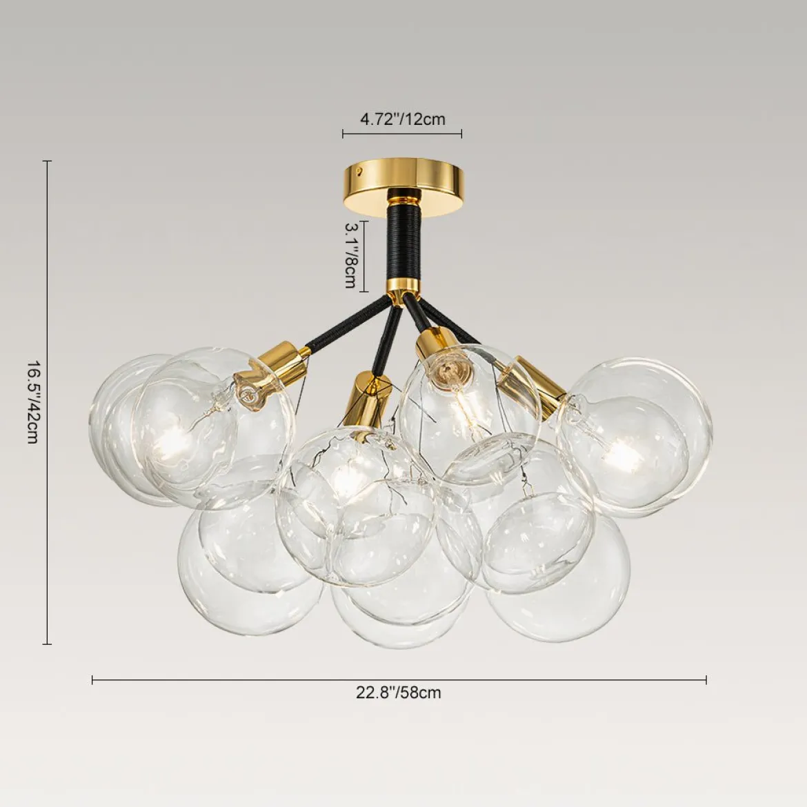 Modern Cluster Glass Bubble Chandelier / Semi Flush