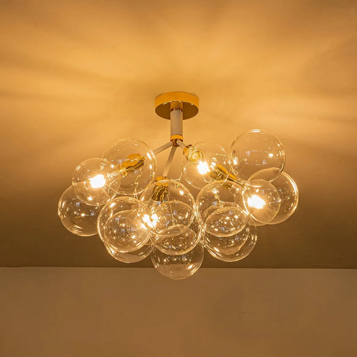Modern Cluster Glass Bubble Chandelier / Semi Flush