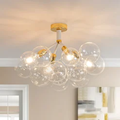 Modern Cluster Glass Bubble Chandelier / Semi Flush
