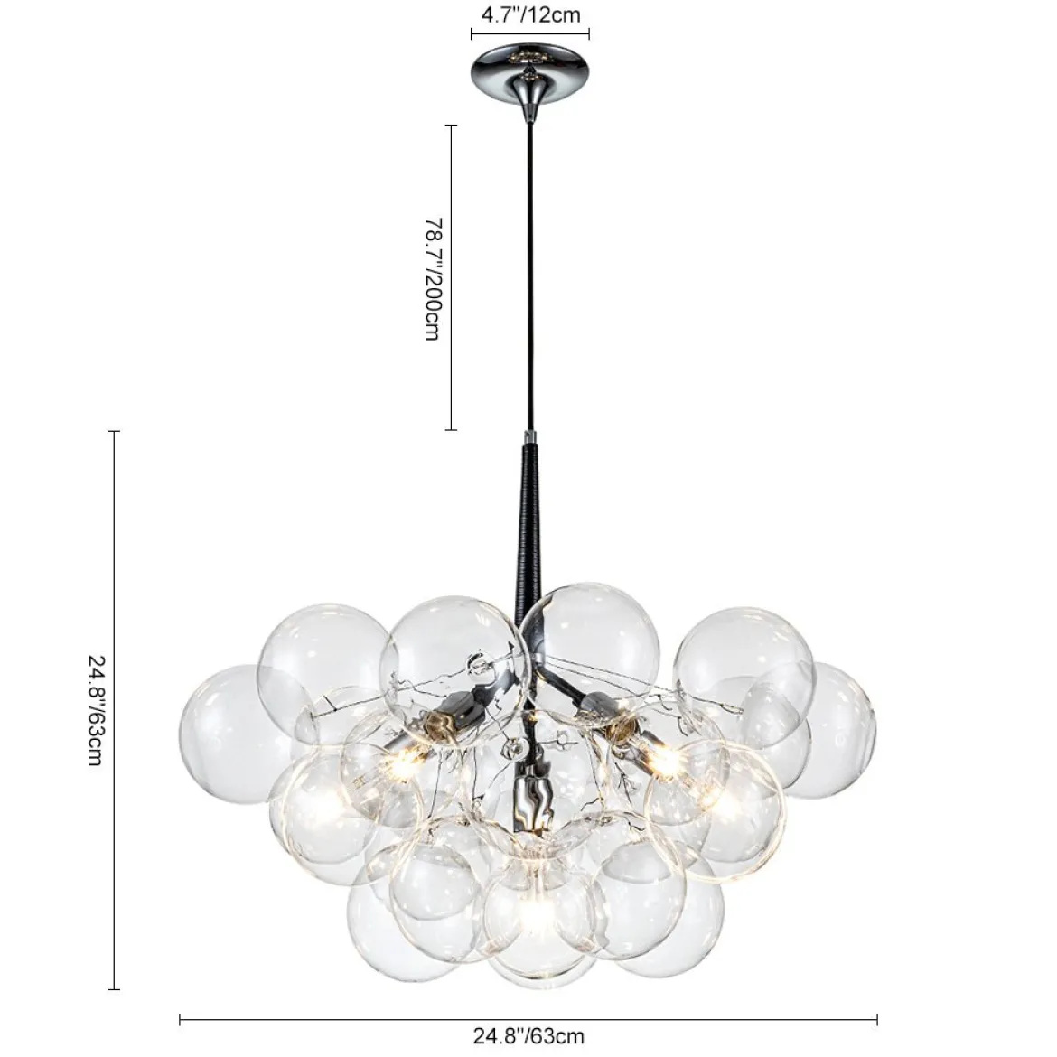 Modern Cluster Glass Globe Bubble Chandelier