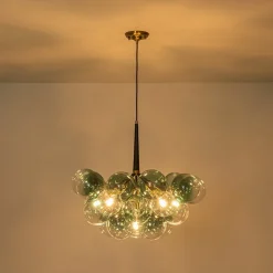 Modern Cluster Gradient Green Glass Globe Bubble Chandelier