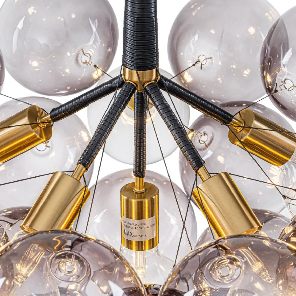 Modern Cluster Gradient Gray Glass Globe Bubble Chandelier