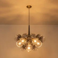 Modern Cluster Gradient Gray Glass Globe Bubble Chandelier