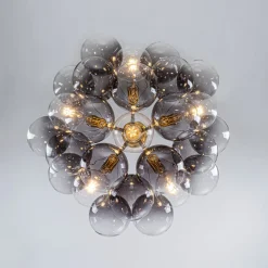 Modern Cluster Gradient Gray Glass Globe Bubble Chandelier