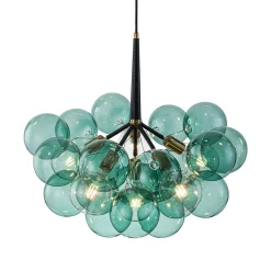 Modern Cluster Green Glass Globe Bubble Chandelier