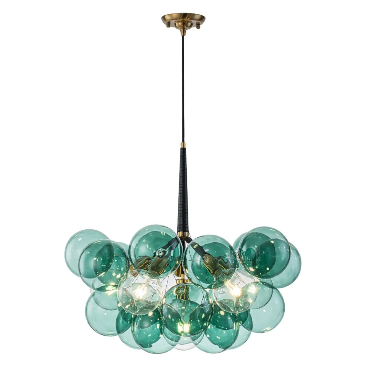 Modern Cluster Green Glass Globe Bubble Chandelier