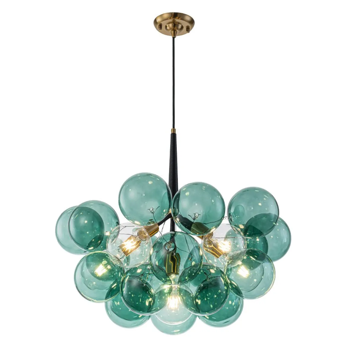 Modern Cluster Green Glass Globe Bubble Chandelier