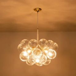 Modern Cluster Ribbed Glass Globe Bubble Chandelier