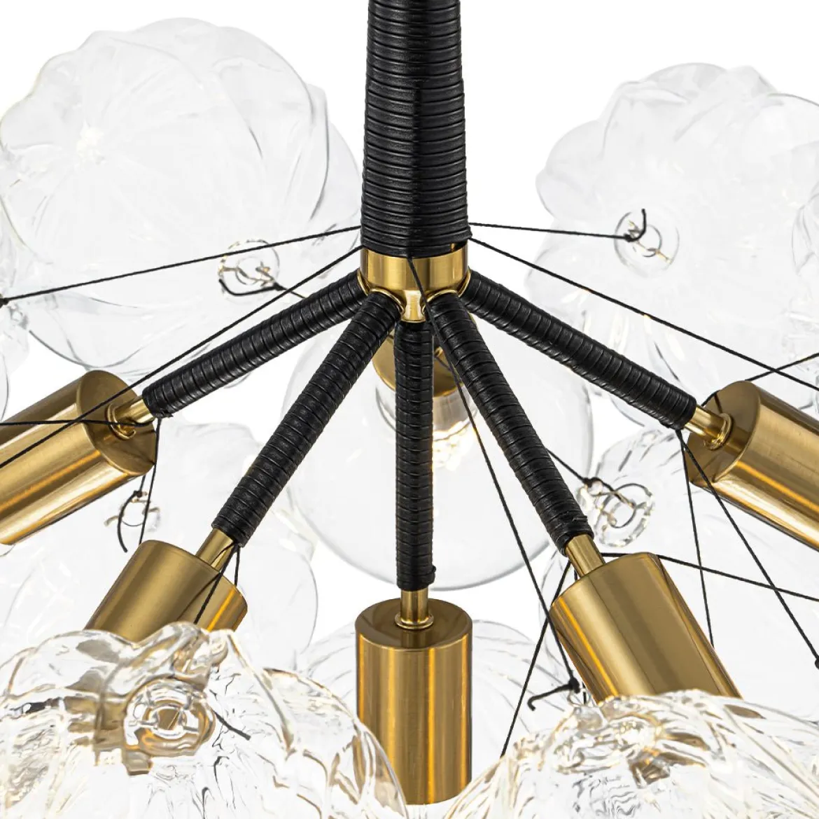 Modern Cluster Sculpture Texture Glass Globe Bubble Chandelier