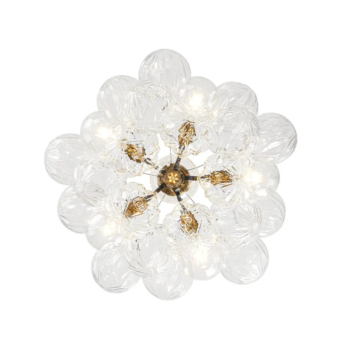Modern Cluster Sculpture Texture Glass Globe Bubble Chandelier