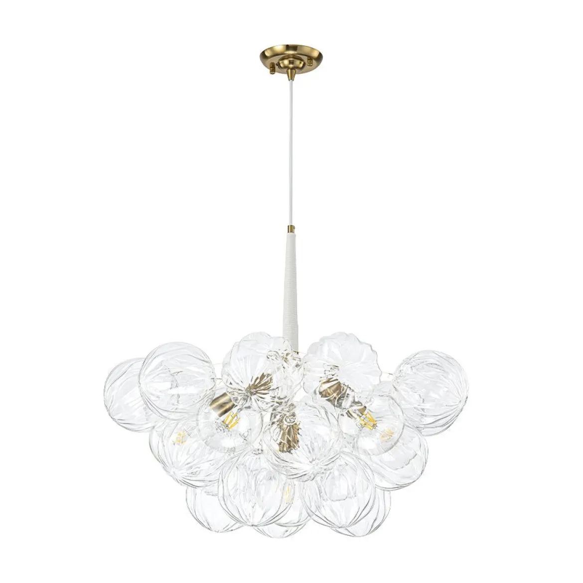 Modern Cluster Sculpture Texture Glass Globe Bubble Chandelier