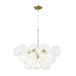 Modern Cluster Sculpture Texture Glass Globe Bubble Chandelier