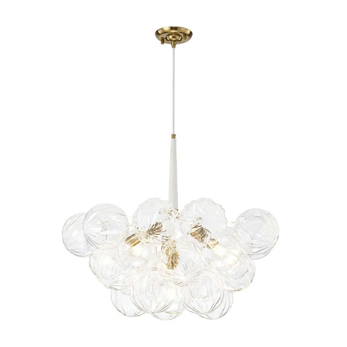 Modern Cluster Sculpture Texture Glass Globe Bubble Chandelier