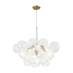 Modern Cluster Sculpture Texture Glass Globe Bubble Chandelier