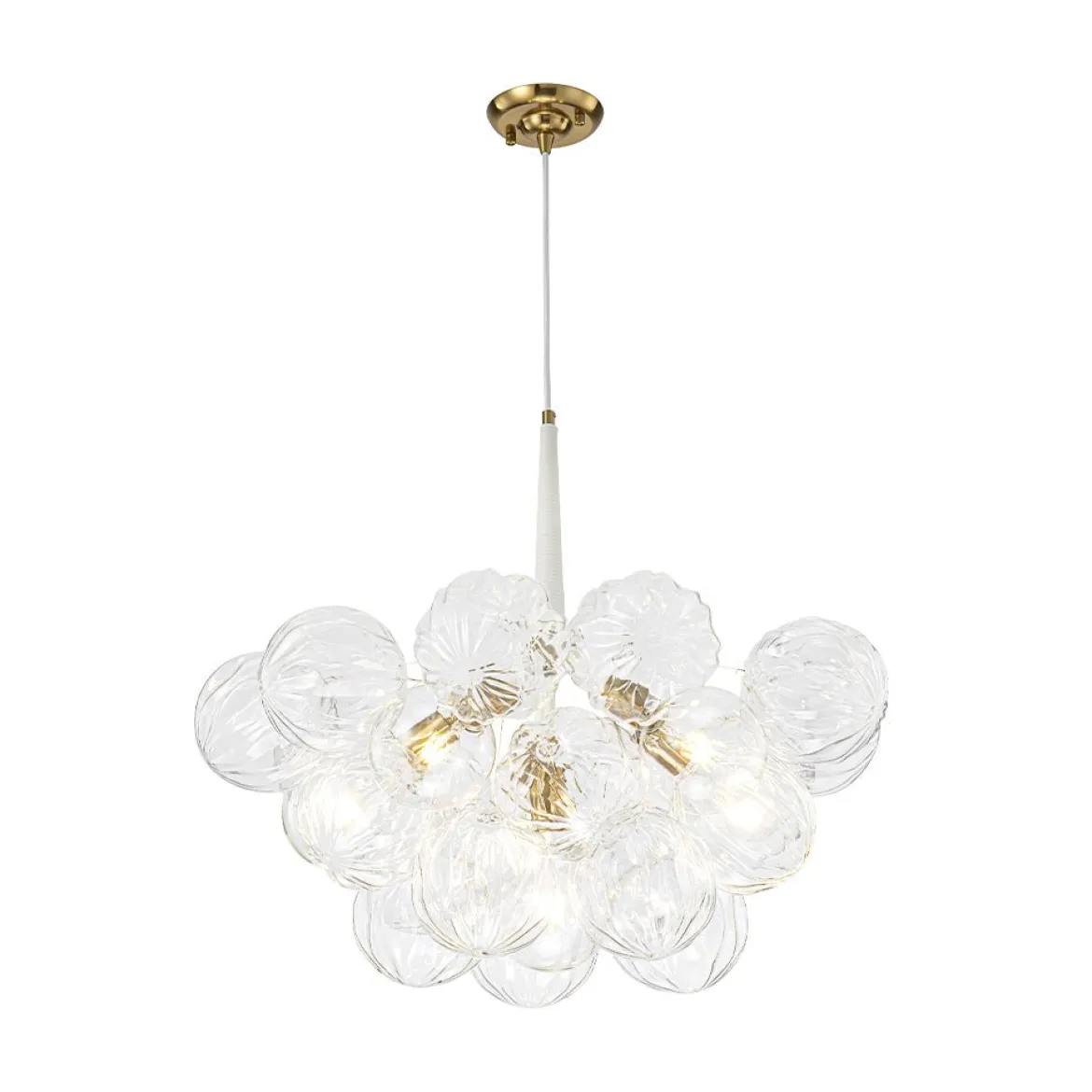 Modern Cluster Sculpture Texture Glass Globe Bubble Chandelier