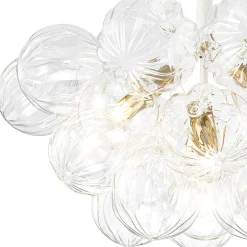Modern Cluster Sculpture Texture Glass Globe Bubble Chandelier