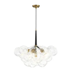 Modern Cluster Sculpture Texture Glass Globe Bubble Chandelier