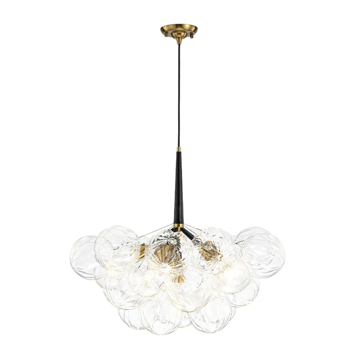 Modern Cluster Sculpture Texture Glass Globe Bubble Chandelier