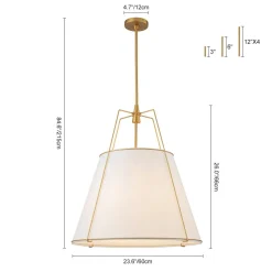 Modern Fabric Conical Drum Cage Pendant Light