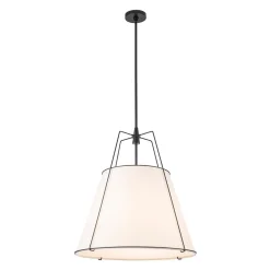 Modern Fabric Conical Drum Cage Pendant Light