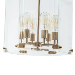 Modern Farmhouse Clear Glass Large Lantern Pendant Light