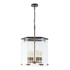 Modern Farmhouse Clear Glass Large Lantern Pendant Light
