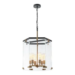 Modern Farmhouse Clear Glass Large Lantern Pendant Light