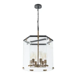 Modern Farmhouse Clear Glass Large Lantern Pendant Light