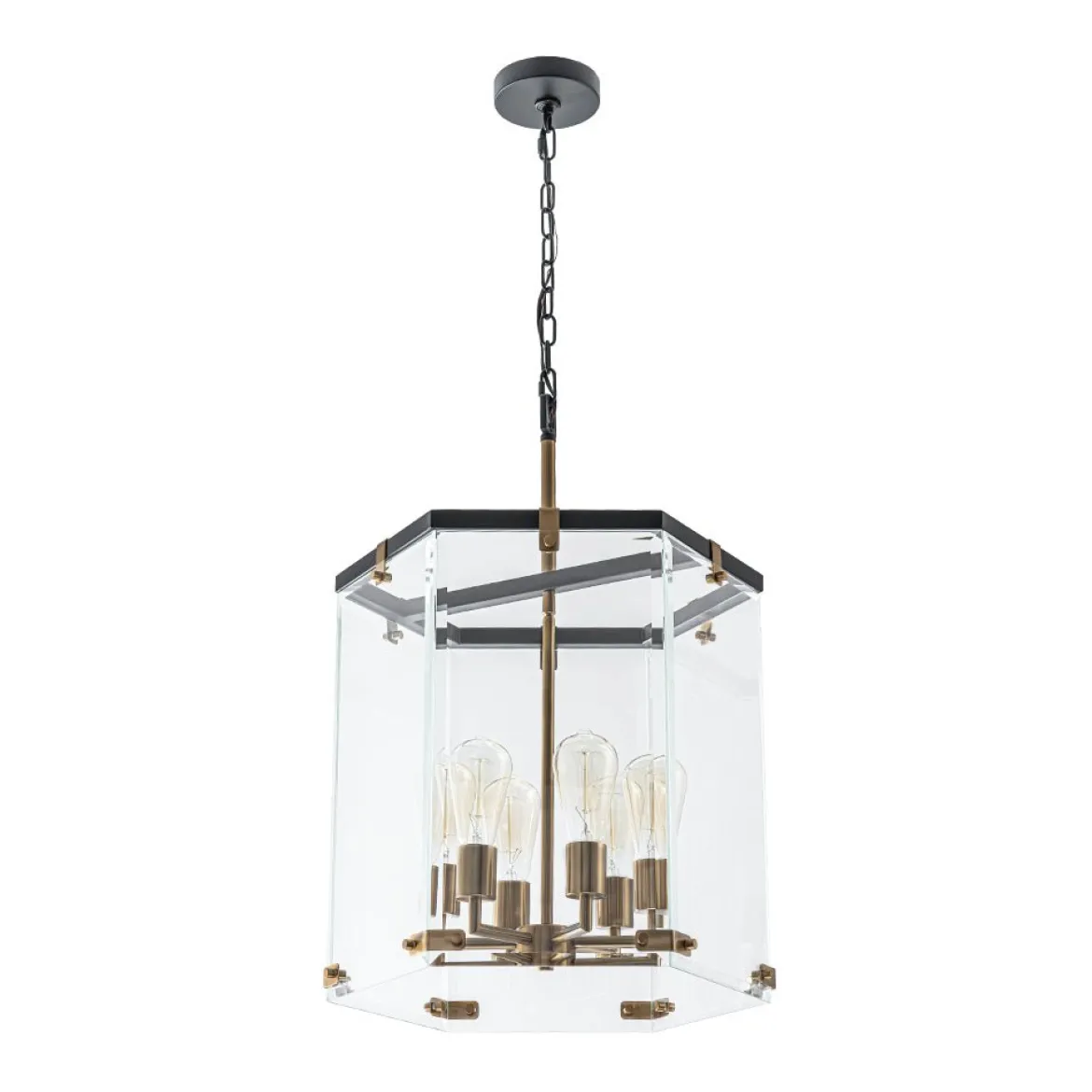 Modern Farmhouse Clear Glass Large Lantern Pendant Light