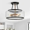 Modern Farmhouse Drum Glass Semi Flush Mount