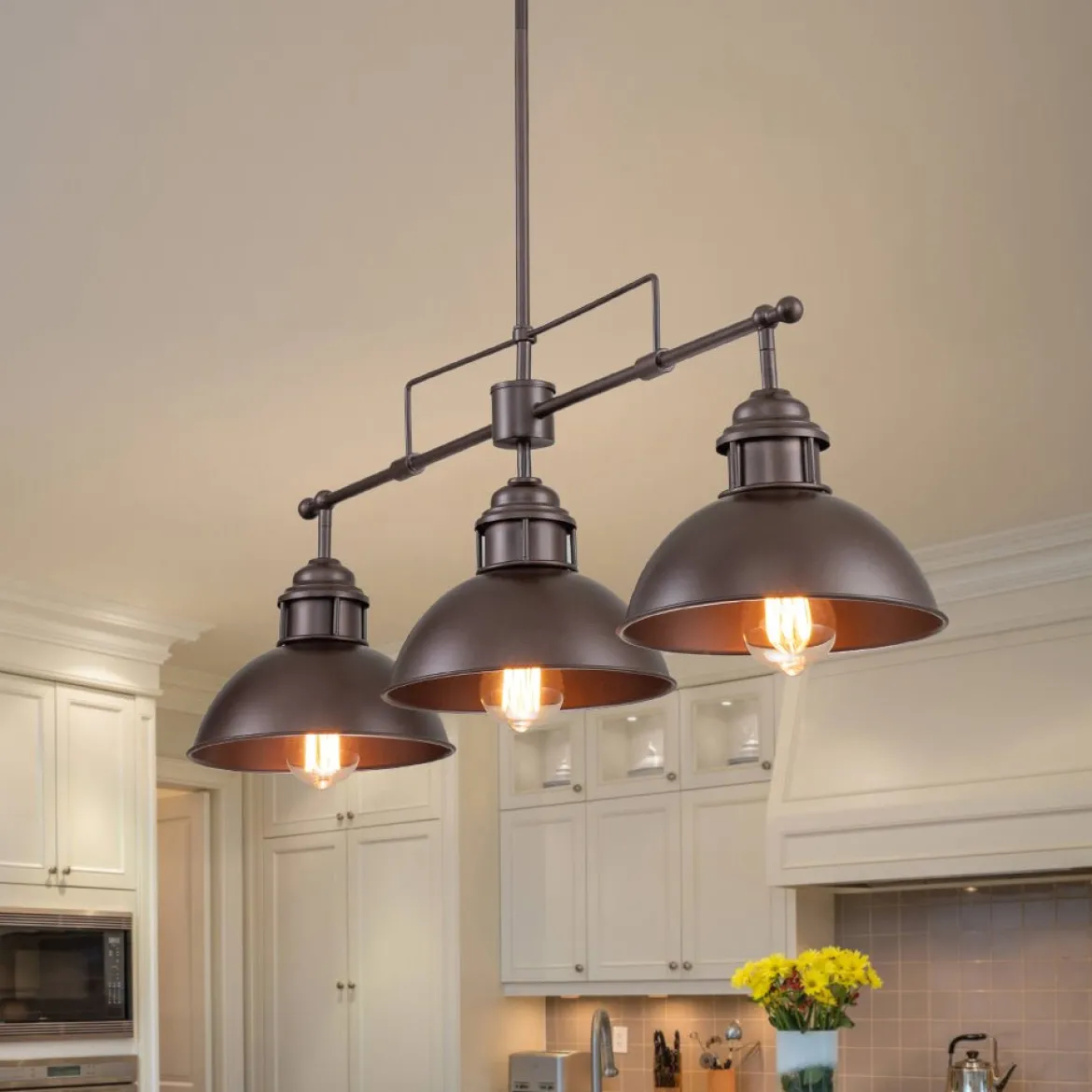Modern Farmhouse 3-light Island Pot Lid Dome Pendant