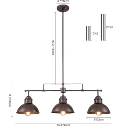 Modern Farmhouse 3-light Island Pot Lid Dome Pendant