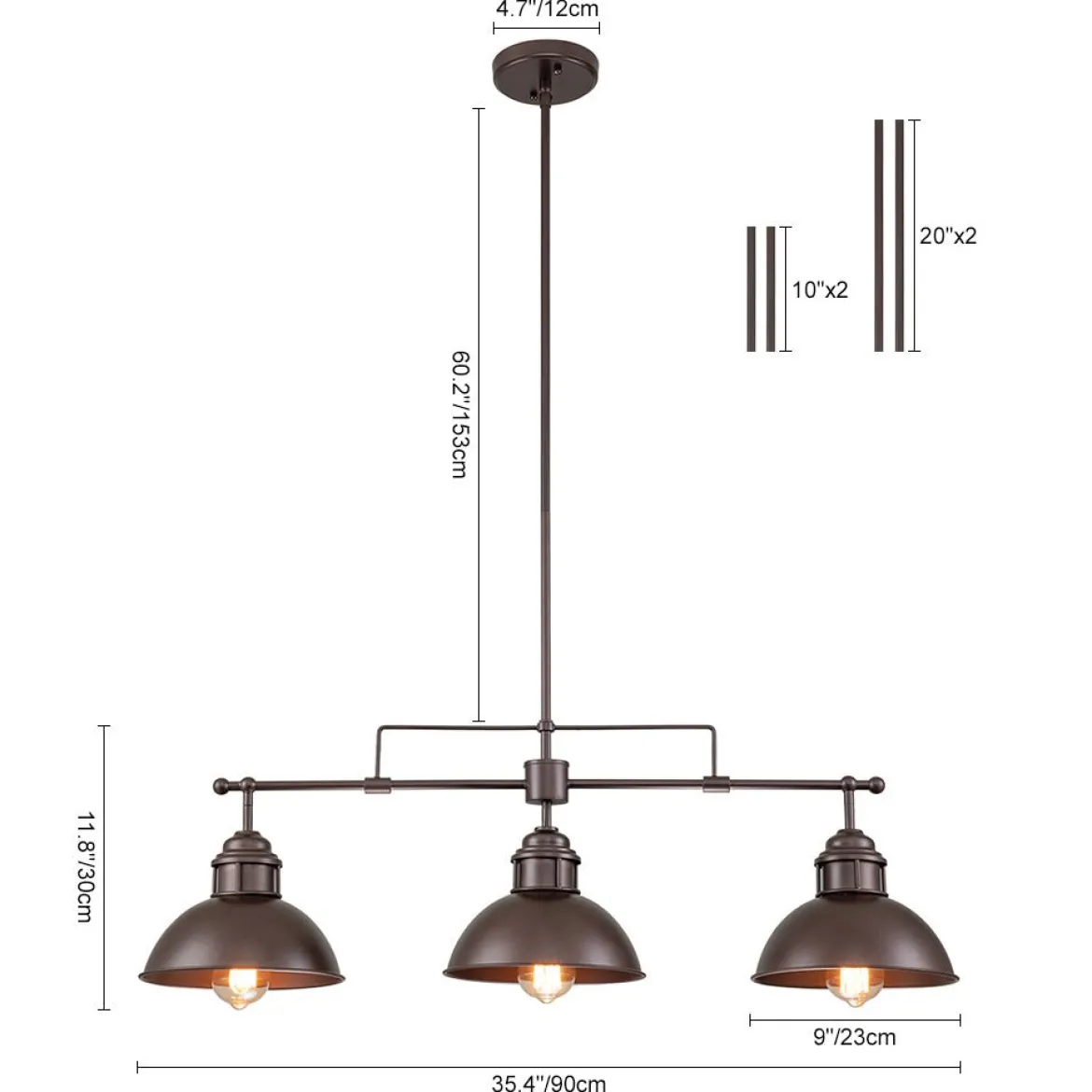 Modern Farmhouse 3-light Island Pot Lid Dome Pendant