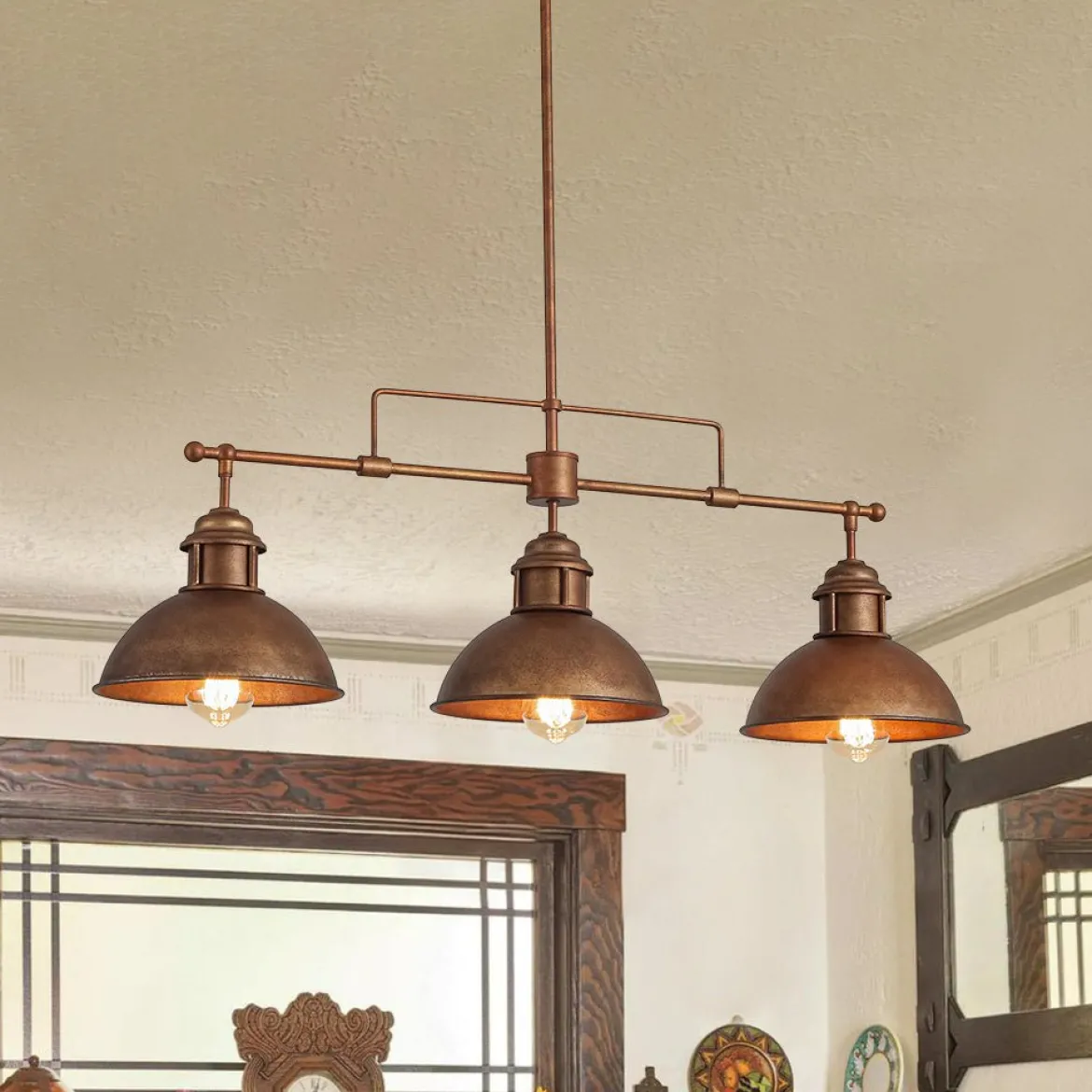 Modern Farmhouse 3-light Island Pot Lid Dome Pendant
