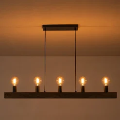 Modern Farmhouse Pine Wooden Linear Island Chandelier