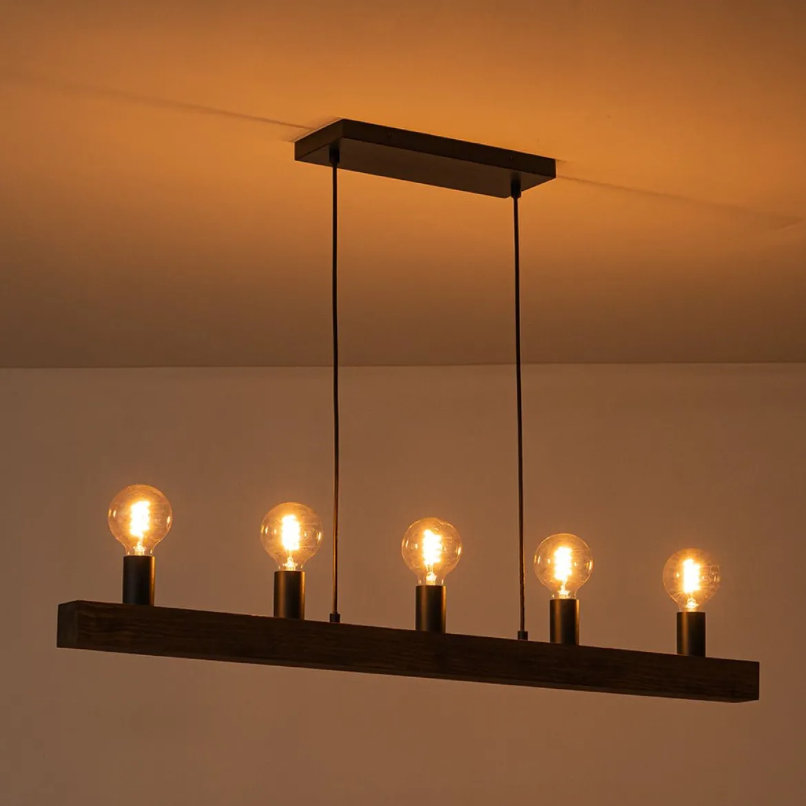 Modern Farmhouse Pine Wooden Linear Island Chandelier