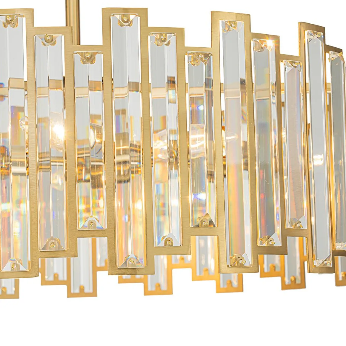 Modern Glam Brass 6-Light Crystal Drum Cage Chandelier