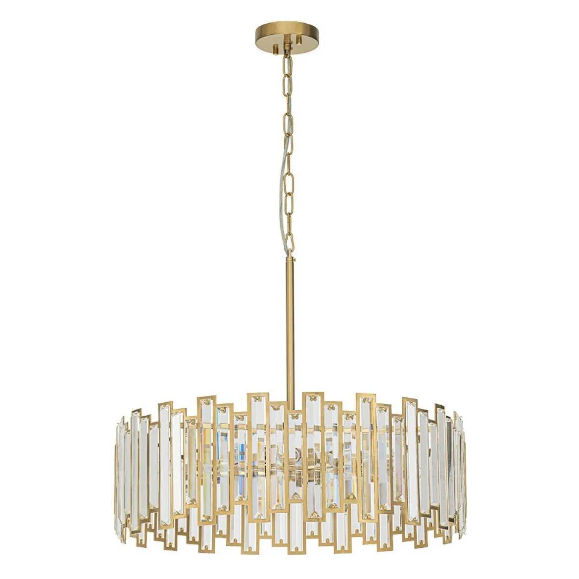 Modern Glam Brass 6-Light Crystal Drum Cage Chandelier