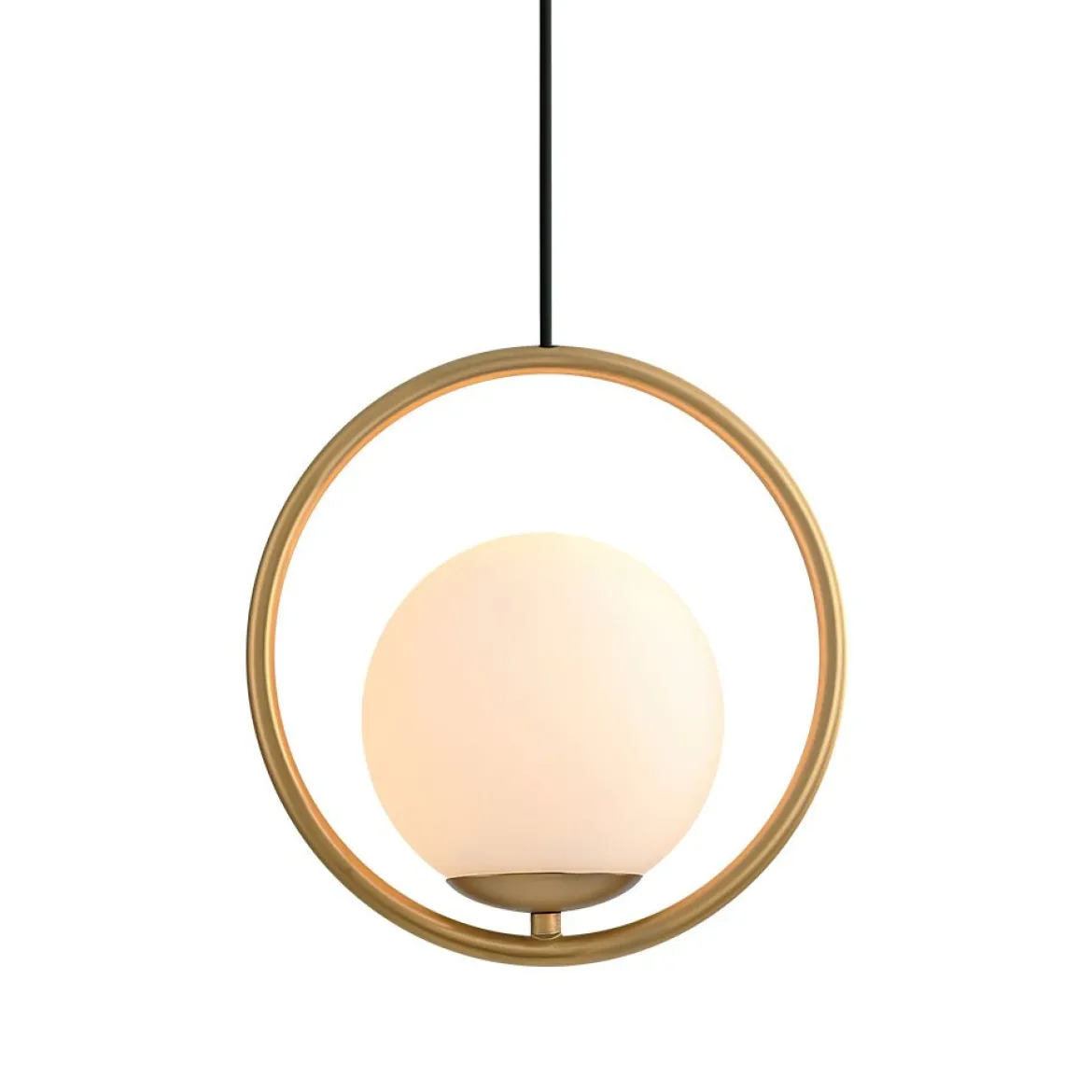 Modern Gold 1-Ring Frosted Globe Single Pendant Light