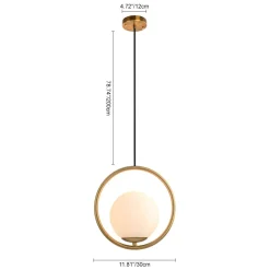 Modern Gold 1-Ring Frosted Globe Single Pendant Light