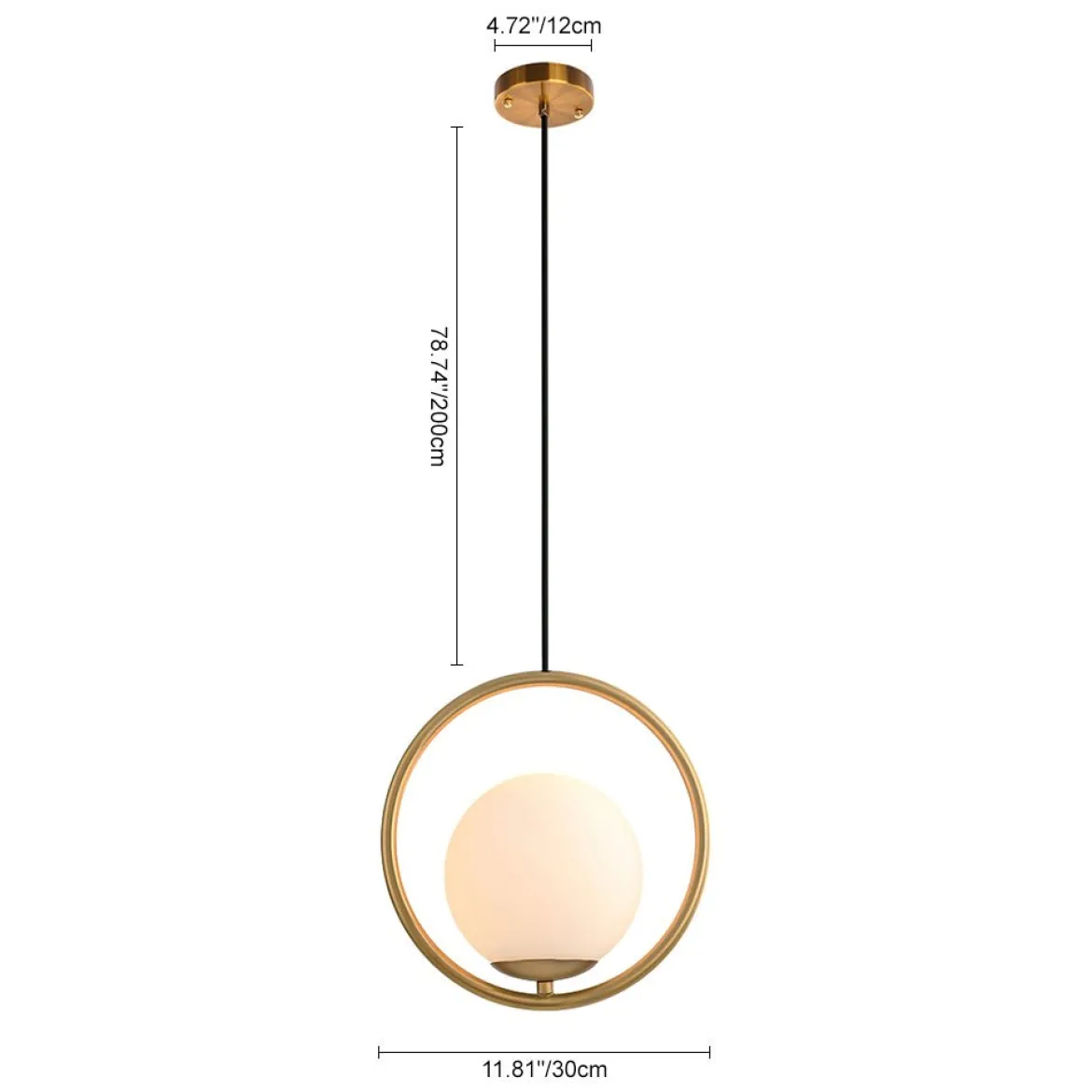 Modern Gold 1-Ring Frosted Globe Single Pendant Light