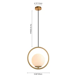Modern Gold 1-Ring Frosted Globe Single Pendant Light