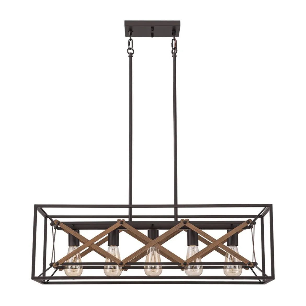 Modern Industrial Cross Linear Island Chandelier