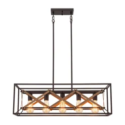 Modern Industrial Cross Linear Island Chandelier