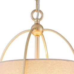 Modern Ivory Linen Conical Drum Cage Pendant Light