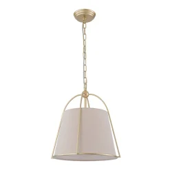 Modern Ivory Linen Conical Drum Cage Pendant Light