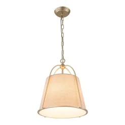 Modern Ivory Linen Conical Drum Cage Pendant Light