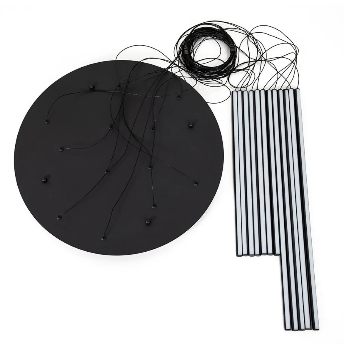 Modern 12-Light Black Cluster Tube LED Pendant Light