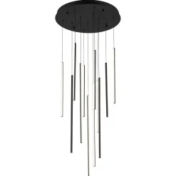 Modern 12-Light Black Cluster Tube LED Pendant Light