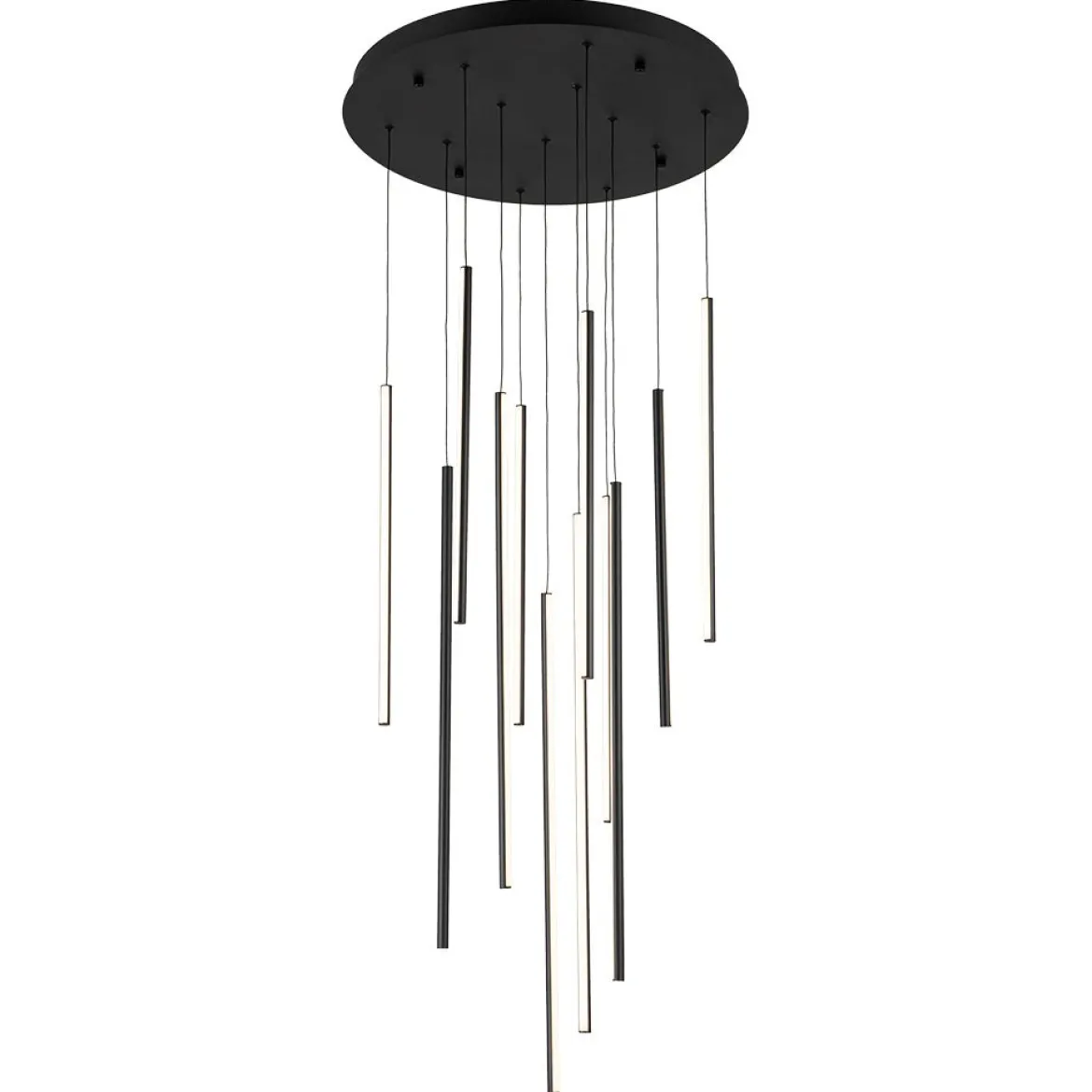 Modern 12-Light Black Cluster Tube LED Pendant Light